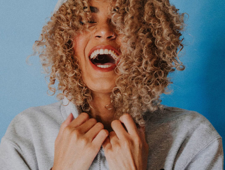 A woman with curly hair