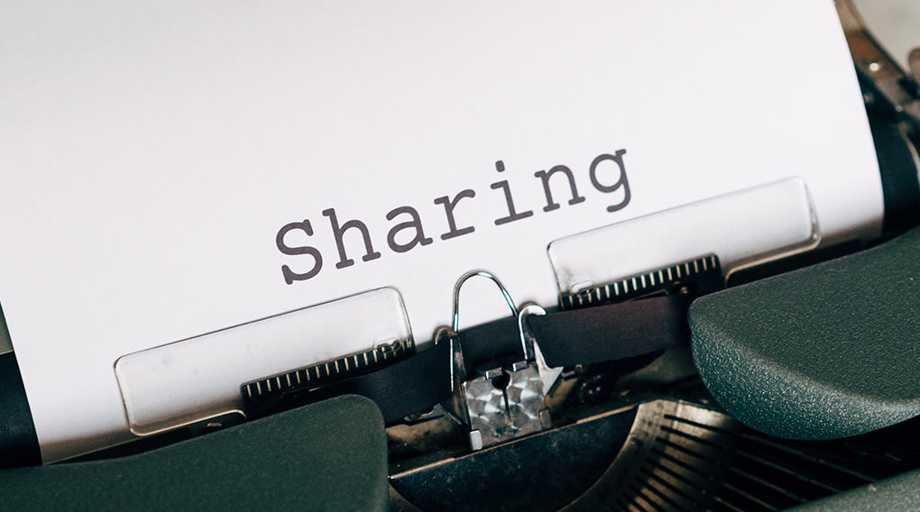 The word sharing on a typewriter