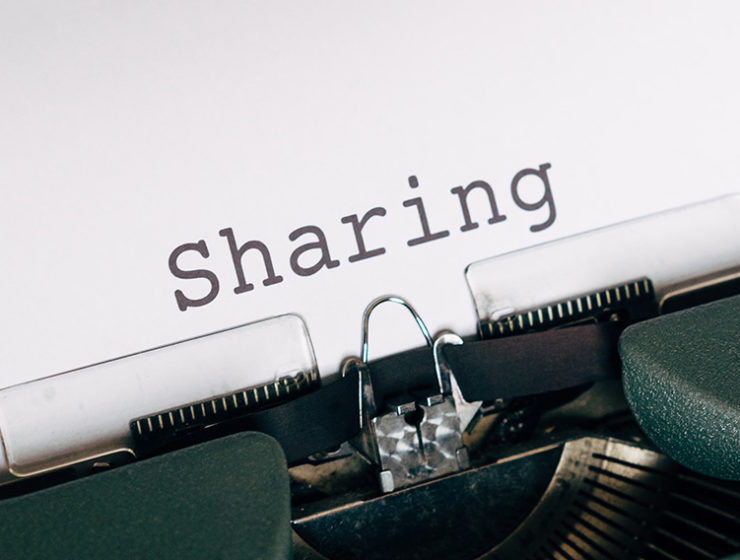 The word sharing on a typewriter