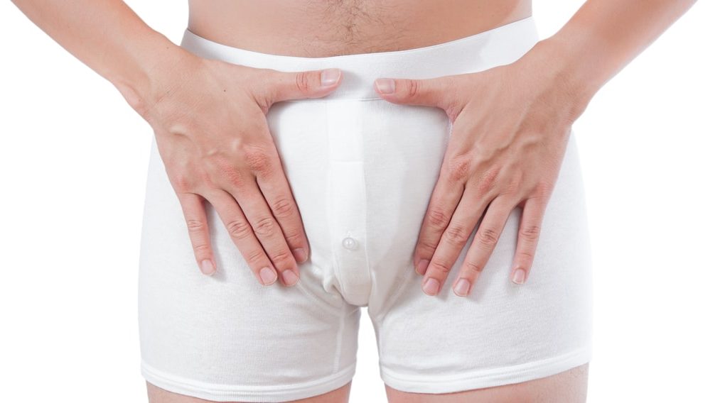 Up close of a mans’s bikini area