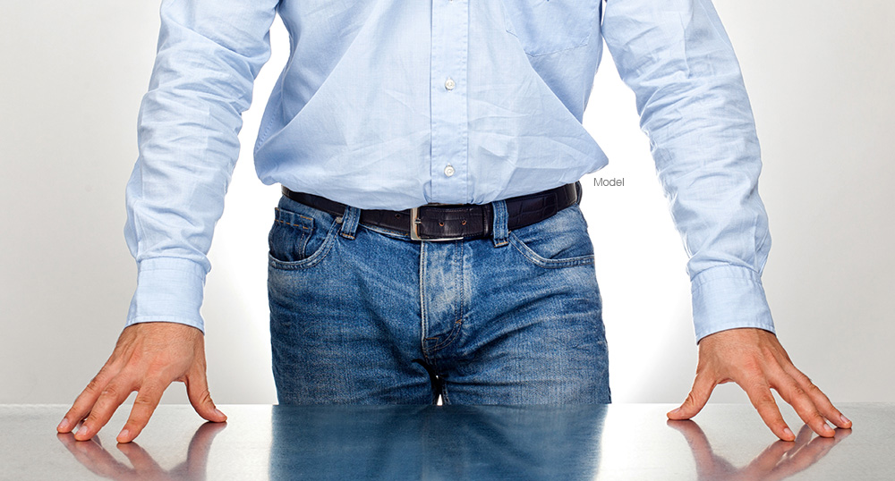 Man in jeans and a blue button up